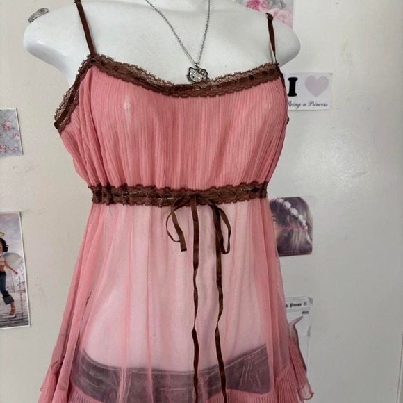 Victoria's Secret Pink Sheer Mesh Babydoll Cami Top – Size L - Picture 5 of 6